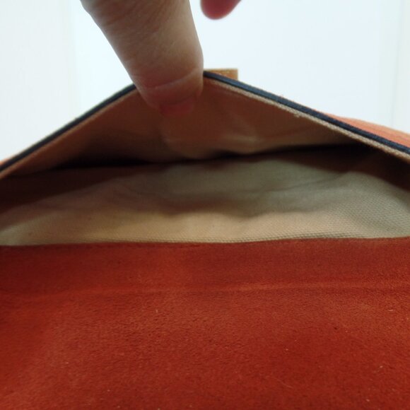 COCCINELLE Made in Italy Rust Colored Suede Handbag Gold Hardware Unique!